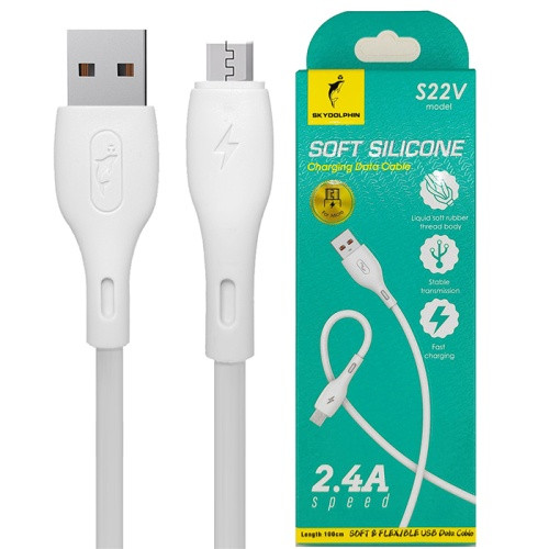 Кабель SkyDolphin S22V Soft Silicone USB - MicroUSB 2.4A/1m (Білий)