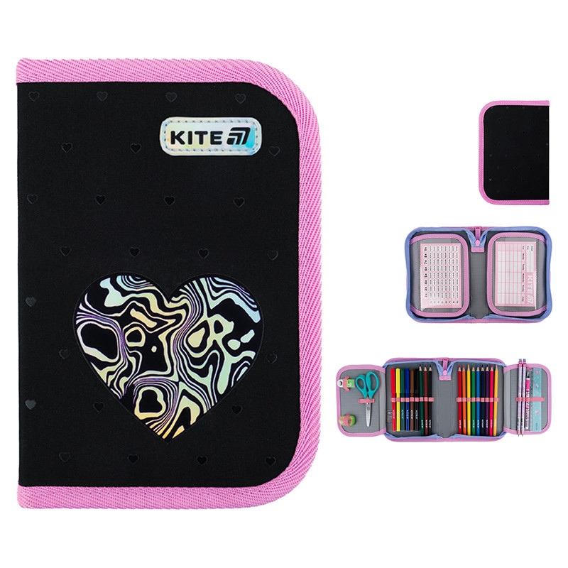 Пенал з наповненням Kite Love is K25-622H-3, 1 відділення, 2 відвороти