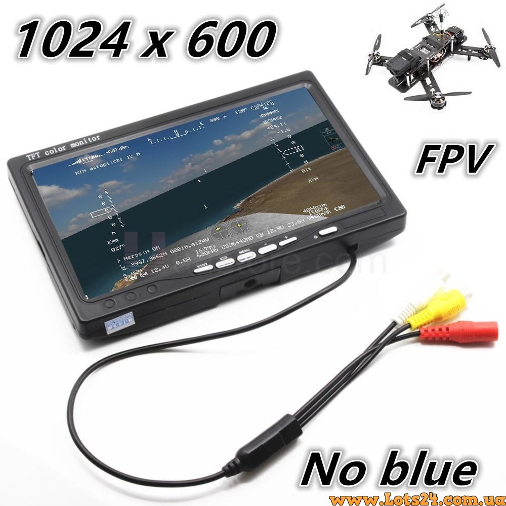 FPV монітор 7-дюймовий без синього екрану 1024x600 для дронів DJI Phantom ZMR250 QAV250 RC аерозйомка LCD телевізор 7"