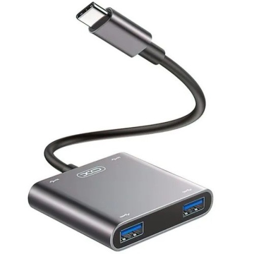 USB HUB XO HUB012B Type-C/2USB 4 in 1 (Чорний)