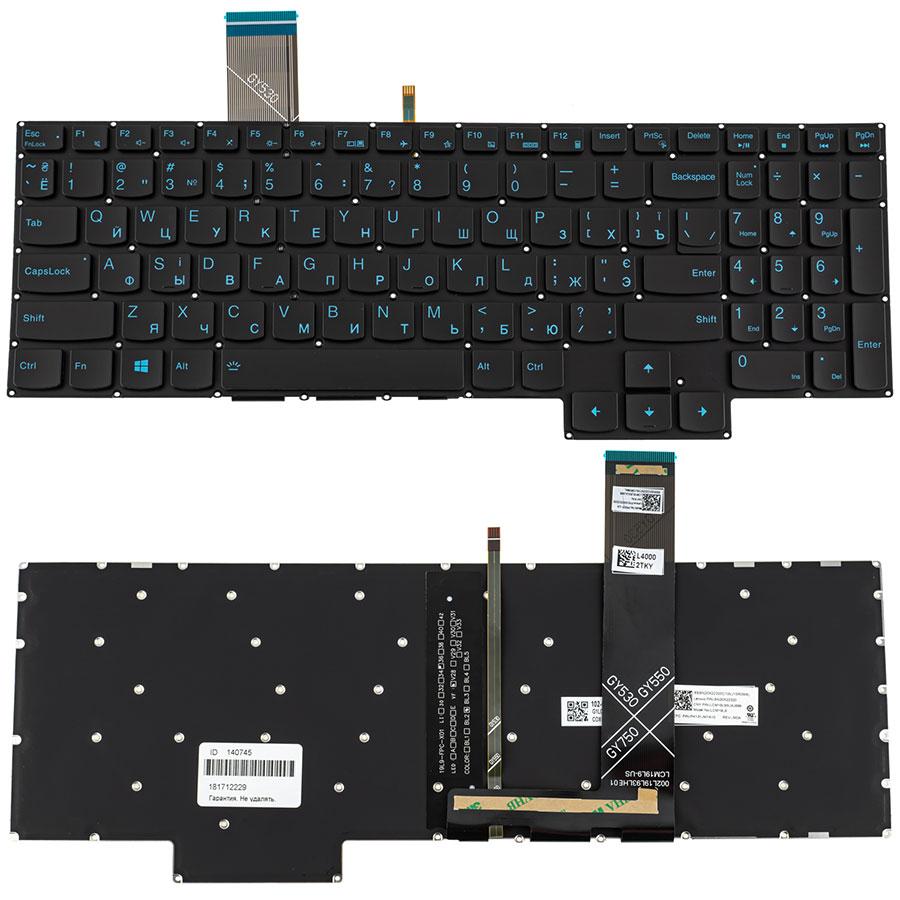 Клавіатура для ноутбука LENOVO (Legion: 5-15 series), ukr, black, без фрейма, підсвічування клавіш(BLUE) (оригінал)