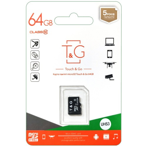 Карта пам'яті TG MicroSDXC 64gb UHS-3 10 Class (Чорний)