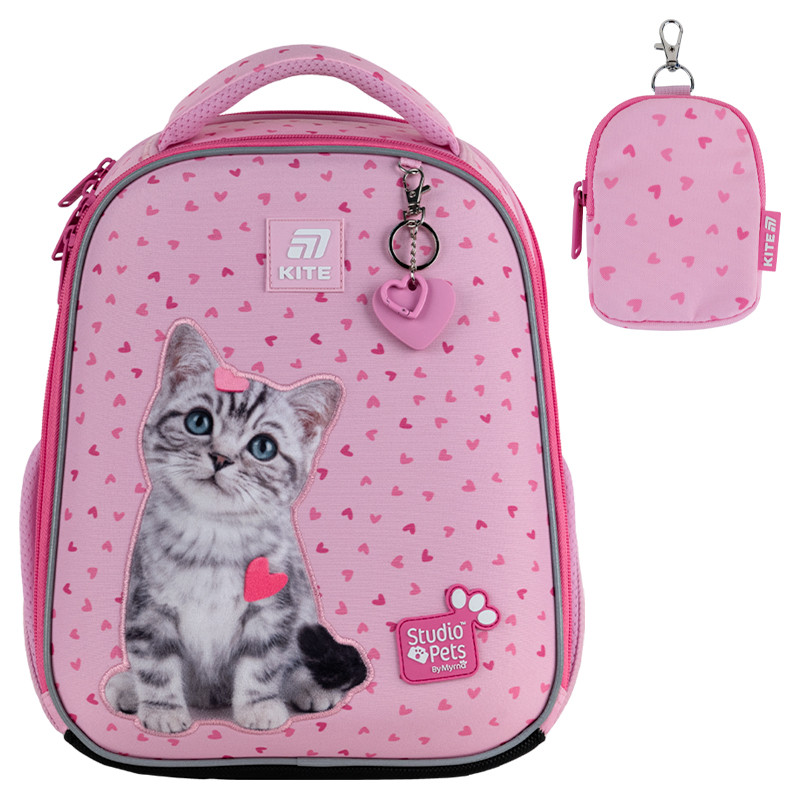 Рюкзак шкільний каркасний Kite Education Studio Pets SP25-555S-1   S(115 — 130 см)  36,5x27x15,5  рожевий