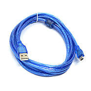 USB 2.0 AM - Mini USB кабель 3 метри з фільтром для живлення та передавання даних, фото 2