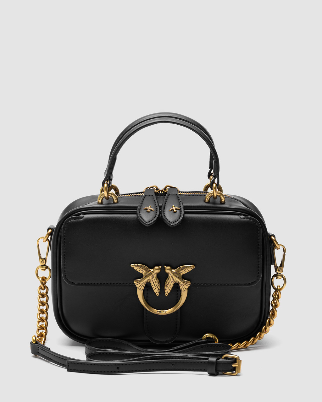 💎 Pinko Square Simply Mini Calfskin Bag Black 22 x 14 x 6 см, фото 1