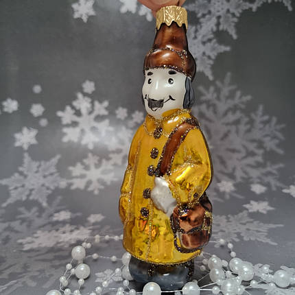 Скляна ялинкова іграшка Поштальйон Печін, фото 1