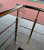 Перила/огородження з нержавійки AISI 201, поручень Ø38 мм, стійка Ø38 мм, 3 ригелі Ø12 мм, фланцеве кріплення