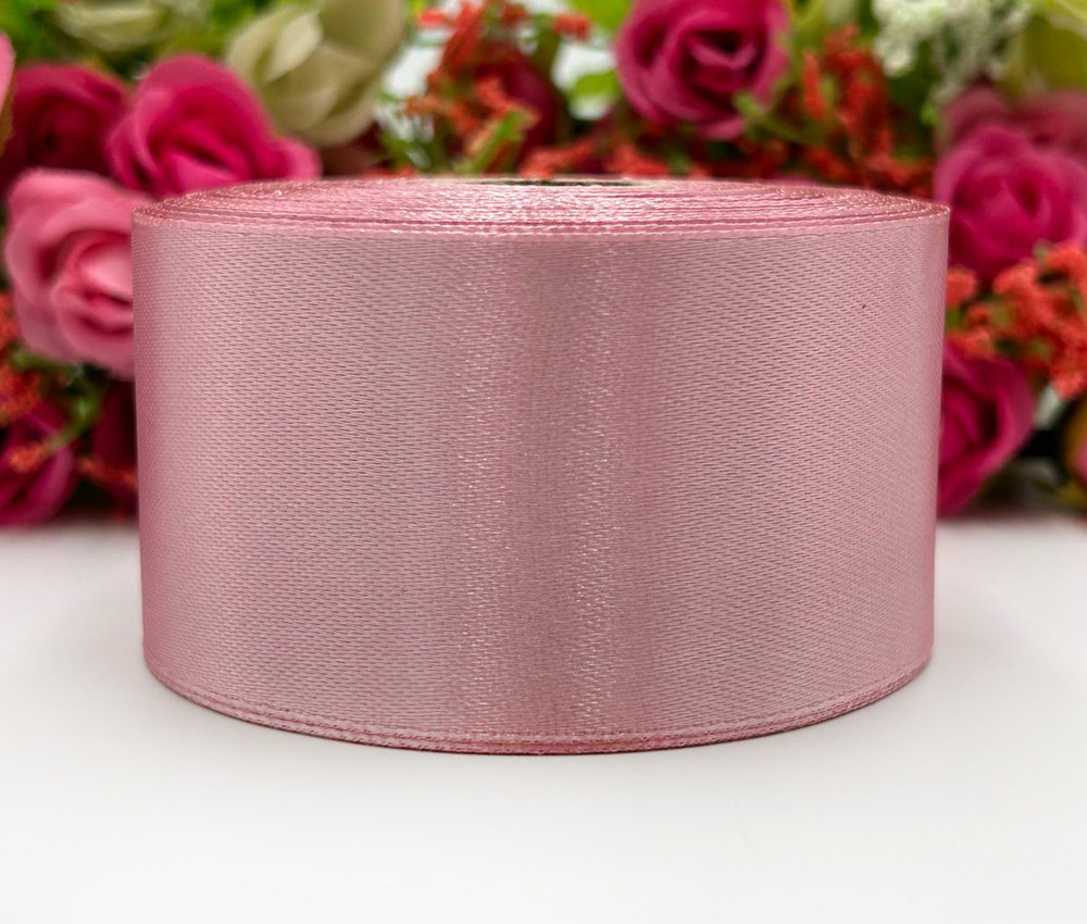 Атласна стрічка для рукоділля - 4 см x 23 м / Пудровий, фото 1