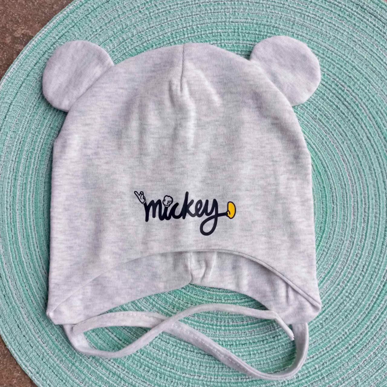 Шапка дитяча "Mickey" на зав'язках, трикотаж, подвійна