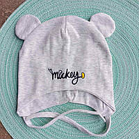 Шапка дитяча "Mickey" на зав'язках, трикотаж, подвійна