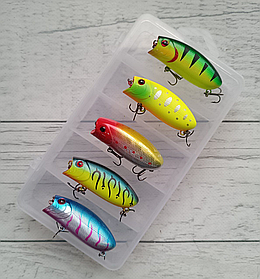 Набір Воблерів попперів Miso-Bait Lucky Craft Malas 57мм 9гр 5шт в коробці