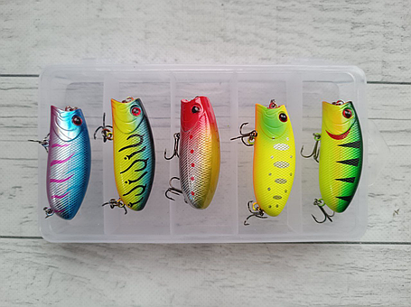 Набір Воблерів попперів Miso-Bait Lucky Craft Malas 57мм 9гр 5шт в коробці, фото 2