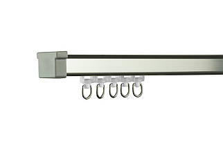 Карниз для штор профіль KS (у зборі) Сталевий сірий з роликовими бігунками