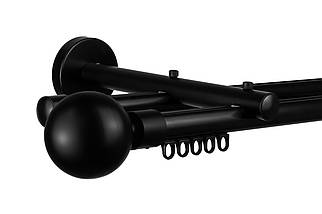 Zegar Карниз для штор подвійний Техно 20 Чорний імпресійний, Куля