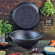 Казан чавунний узбецький об`ємом 8 л WOK із кришкою-сковородою гриль "Наша Майстерня", фото 3