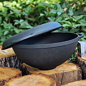 Казан чавунний узбекский 8 л WOK з кришкою-сковородою "Syton", фото 3