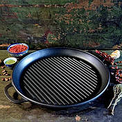 Казан чавунний узбецький об`ємом 12 л WOK із кришкою-сковородою гриль "Наша Майстерня" (товстостінний), фото 3