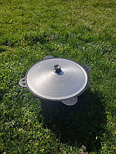 Узбецький казан чавунний BARAKA з алюмінієвою кришкою 10 л, фото 5