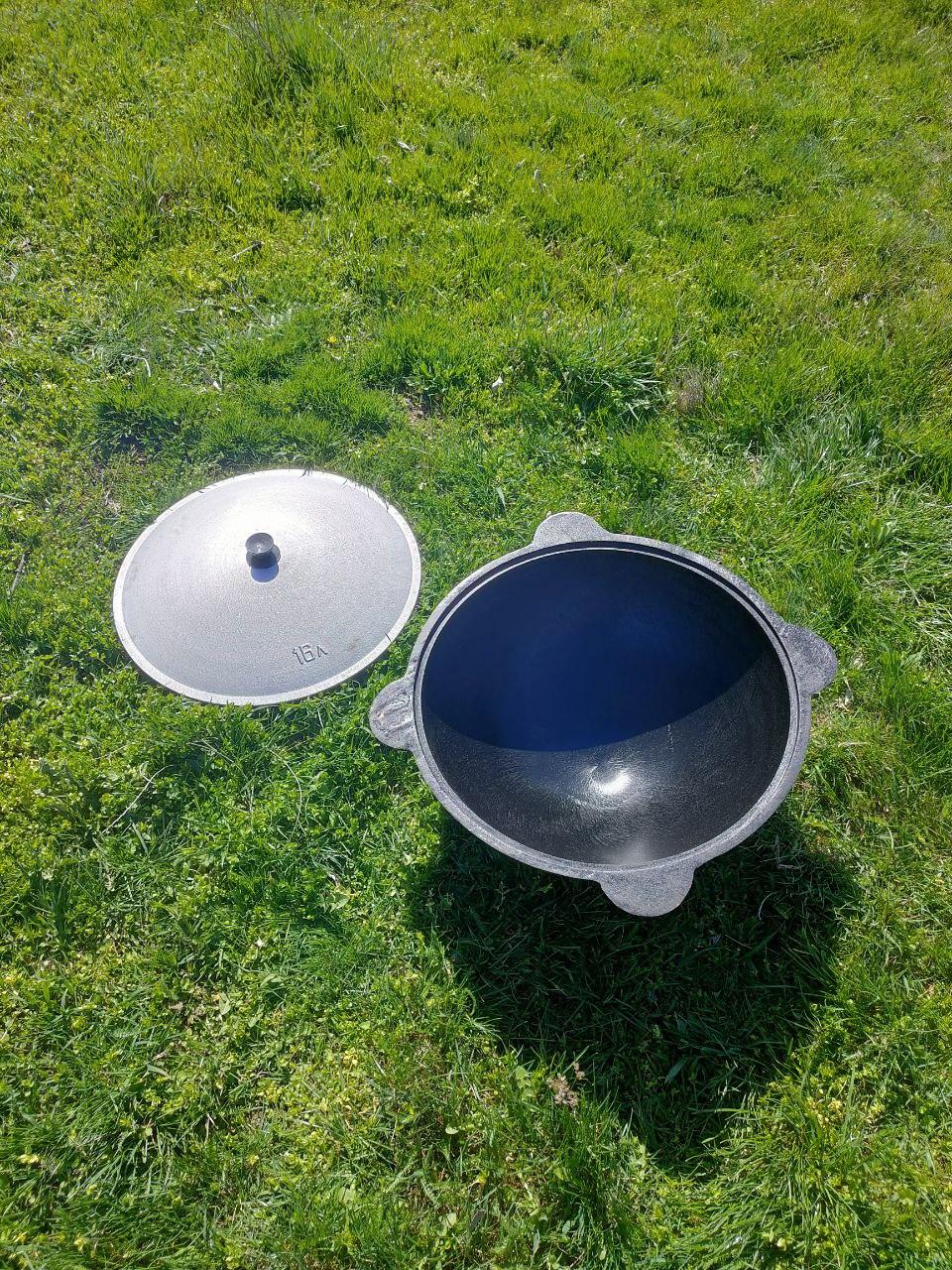 Узбецький казан чавунний BARAKA  з алюмінієвою кришкою 16 л