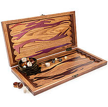 Нарди з натурального дерева ясеня та епоксидної смоли 50*50 см "Зебра"