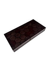 Нарди з натурального дерева ясеня та епоксидної смоли 50*50 см "Соти" темні