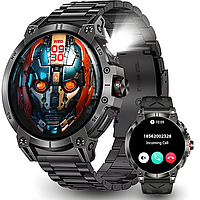 Смарт-часы для мужчин KC89 1.85 с LED-фонариком, военный тактический HD-дисплей, звонки iOS Android