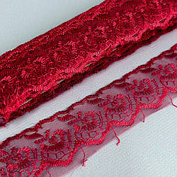 (9 метрів) Мереживо "Яблуко" Органза (ширина 4 см) Бордо