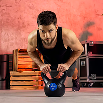 Гиря вінілова 12кг HS-PB012KB чорна, фото 5