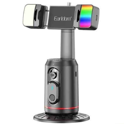 Настільний Стабілізатор-Підставка з сенсором руху Earldom ET-ZP32 BT5.3/2xRGB Lamp/Face Tracking 360 (Чорний)