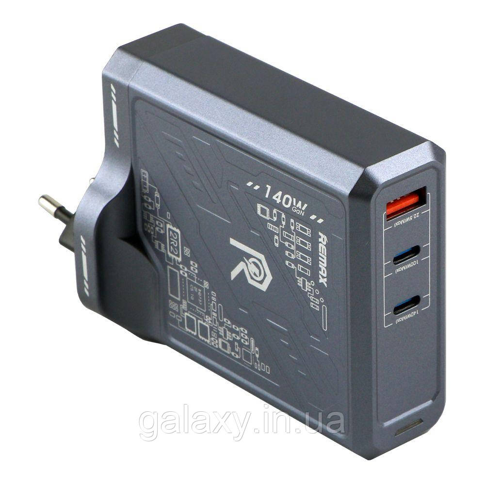 Зарядний пристрій Remax 140W 1USB/2Type-C GaN RP-U106 Black, фото 1
