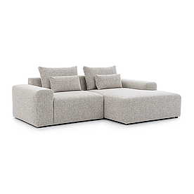 Кутовий диван в кухню-студію MeBelle FLEX 2,5 м в стилі мінімал, рогожка, букле, сірий бежевий