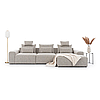 Диван кутовий великий модульний з шезлонгом MeBelle FLEX 3,4 м сірий бежевий, рогожка, букле, фото 2