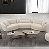 Великий кутовий диван радіусний у вітальню MeBelle RENIA 3,8 м в класичному стилі, бежевий молочний букле, фото 6