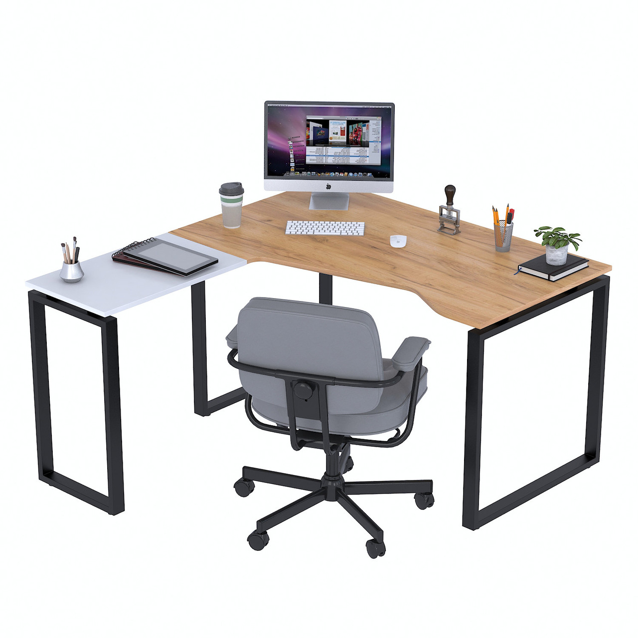 Стіл кутовий NDU-135 Дуб Крафт золотой - Белый, фото 1