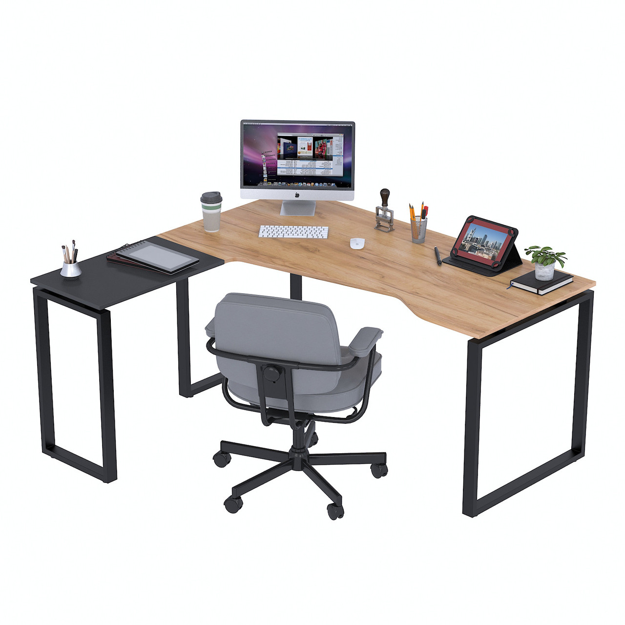 Стіл кутовий NDU-160 Дуб Крафт золотой - Антрацит, фото 1