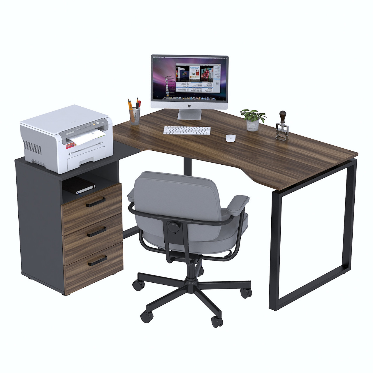 Стіл кутовий NDTU-3S-135 Орех Модена - Антрацит, фото 1