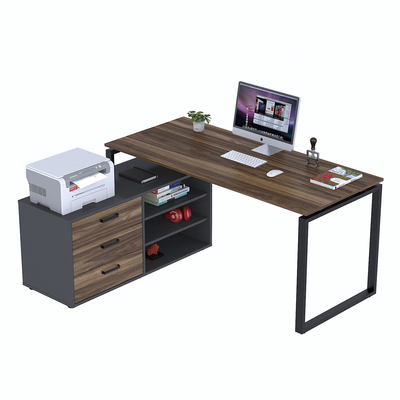 Стіл кутовий NDT-3S-160 Орех Модена - Антрацит, фото 1