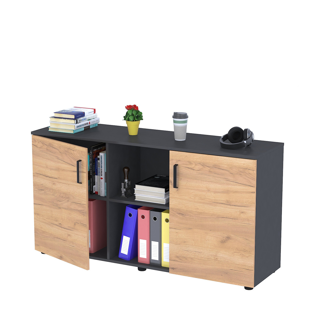 Тумба офісна LT-141-75 Дуб Крафт золотой - Антрацит, фото 1