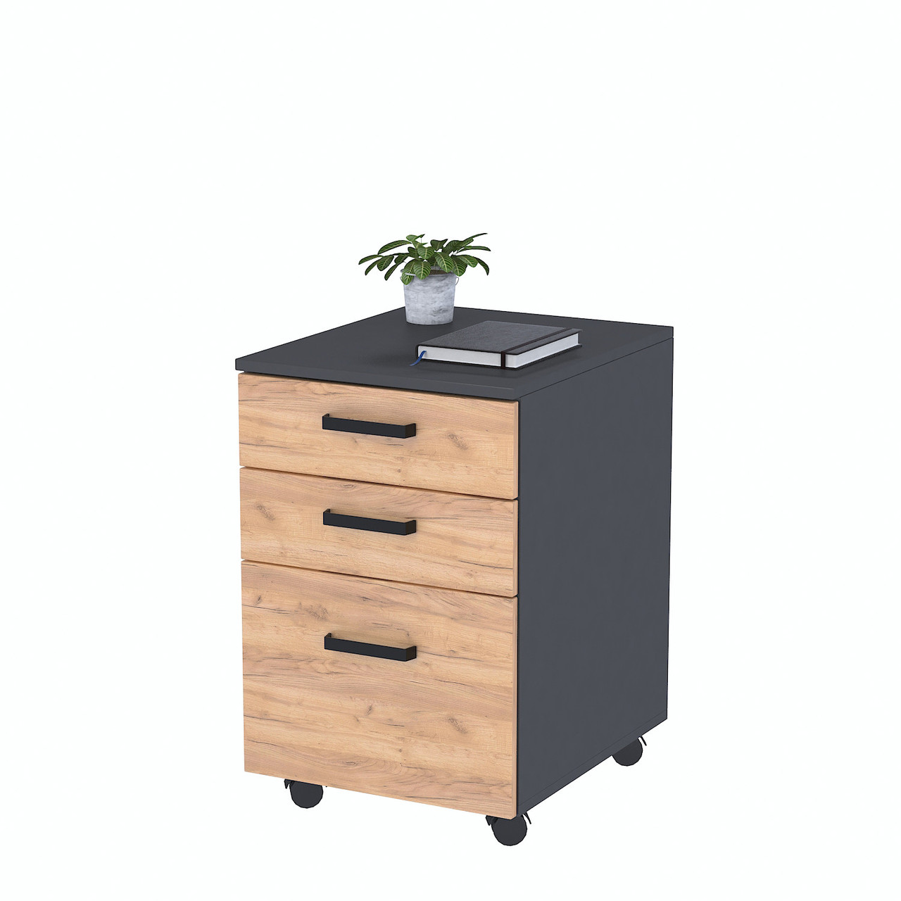 Тумба мобільна NT-3S-42-65 Дуб Крафт золотой - Антрацит, фото 1