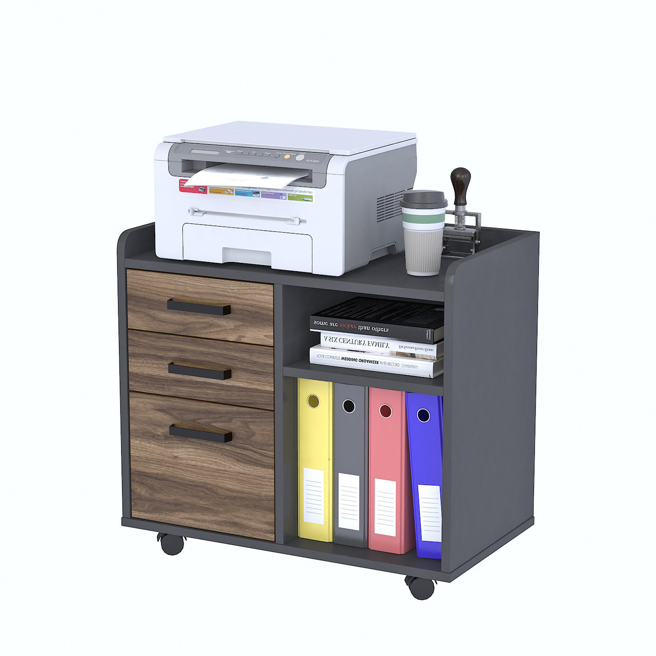 Тумба мобільна NTP-3S-73-65 Орех Модена - Антрацит, фото 1