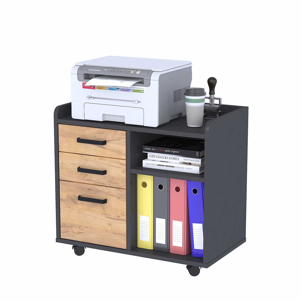 Тумба мобільна NTP-3S-73-65 Дуб Крафт золотой - Антрацит, фото 1