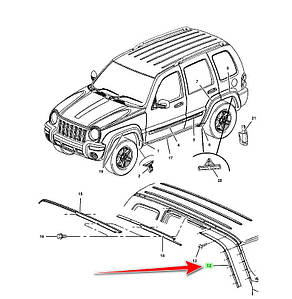 Молдинг стійки передньої, лівої MOPAR 55360053AC Jeep Cherokee