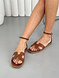 Босоніжки жіночі шкіряні карамельні, фото 2