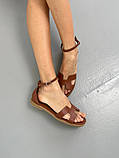 Босоніжки жіночі шкіряні карамельні, фото 3