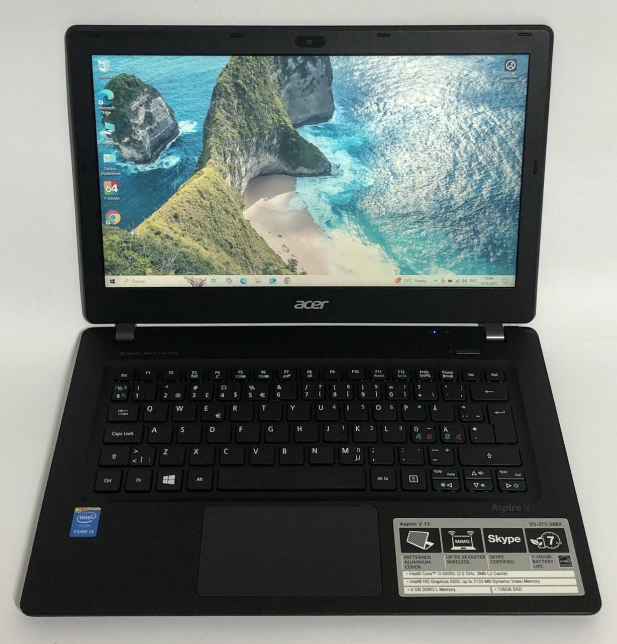 Б/в Ноутбук Б-клас Acer Aspire V3-371 13.3" 1366x768| Core i3-5005U| 4 GB RAM| 120 GB SSD| HD 5500