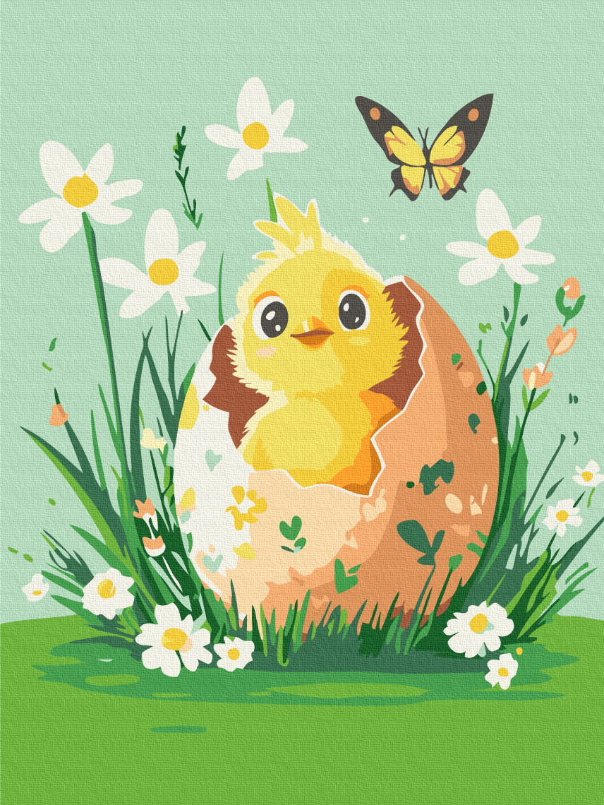 Картина за номерами "Курчатко" 30х40 см. Набір для творчості, акрил, полотно на підрамнику., фото 1