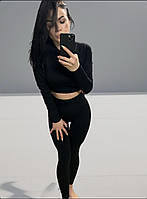 Комплект для фитнеса рашгард и леггинсы пуш-ап 18692 S черный florentia