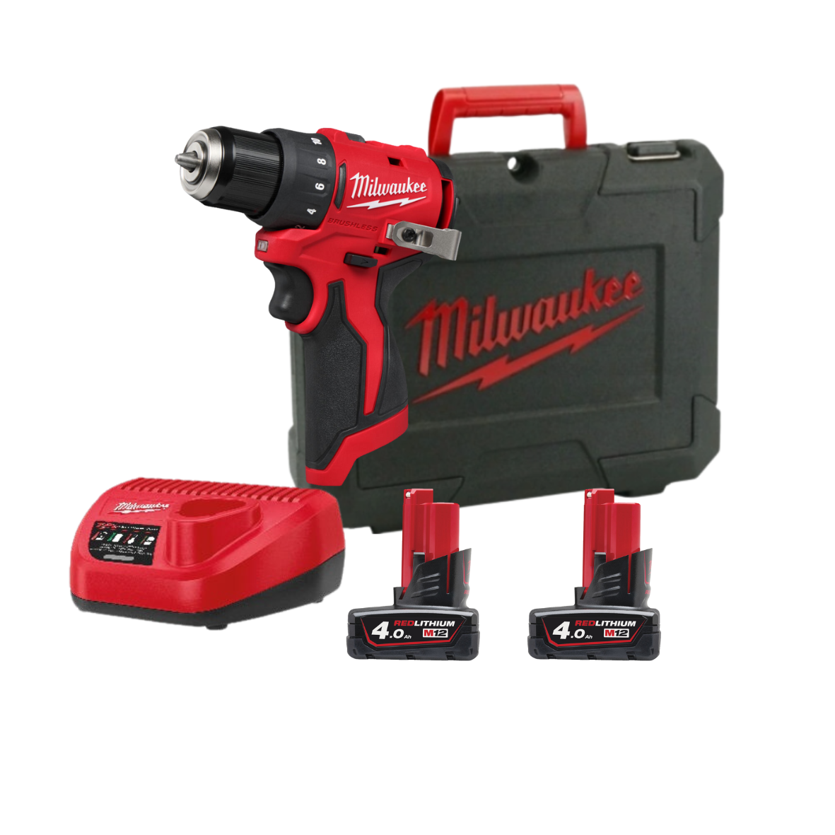 Дриль-шурупокрут акумуляторний MILWAUKEE M12 BLDDRC-402C 40Нм (+ заряд.пристрій, 2 акум., кейс)