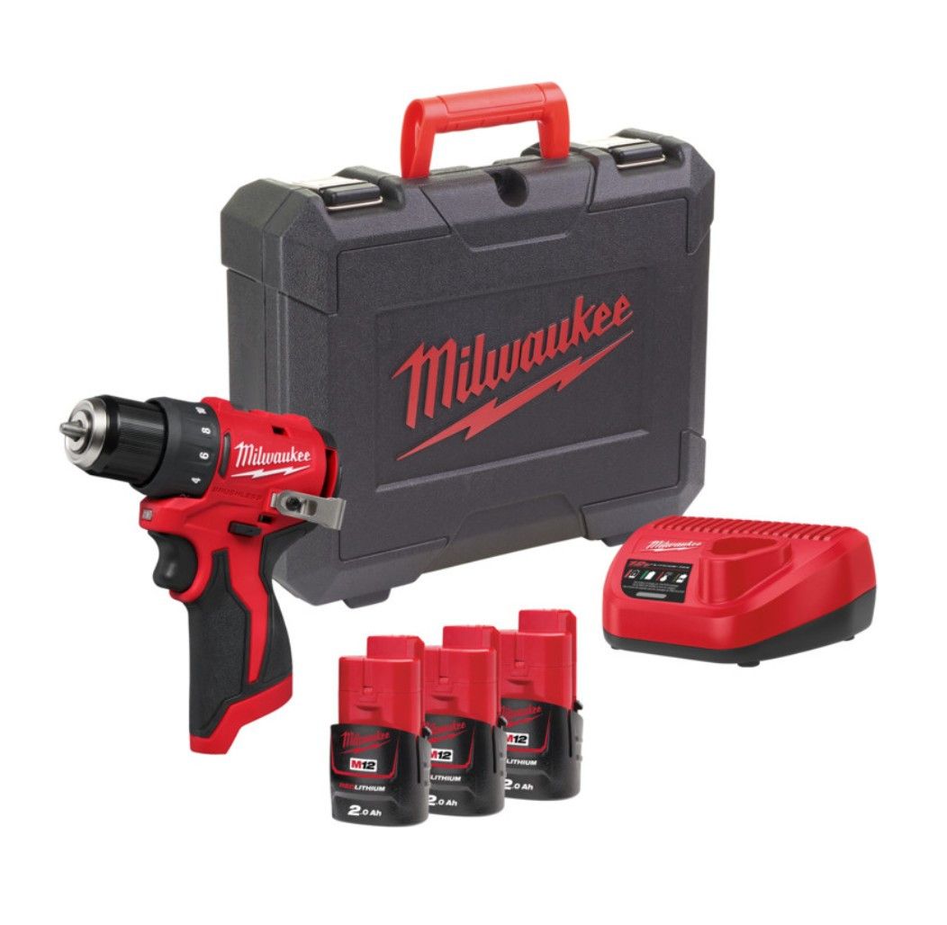 Дриль-шурупокрут акумуляторний MILWAUKEE M12 BLDDRC-203C (40Нм) (ЗП+3ак.Х2Аг+кейс)