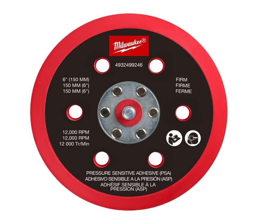 Підошва шліфувальна MILWAUKEE FROSBPSP150, Ø150мм, 6 отв. для M12 FROS (м'яка з PSA)